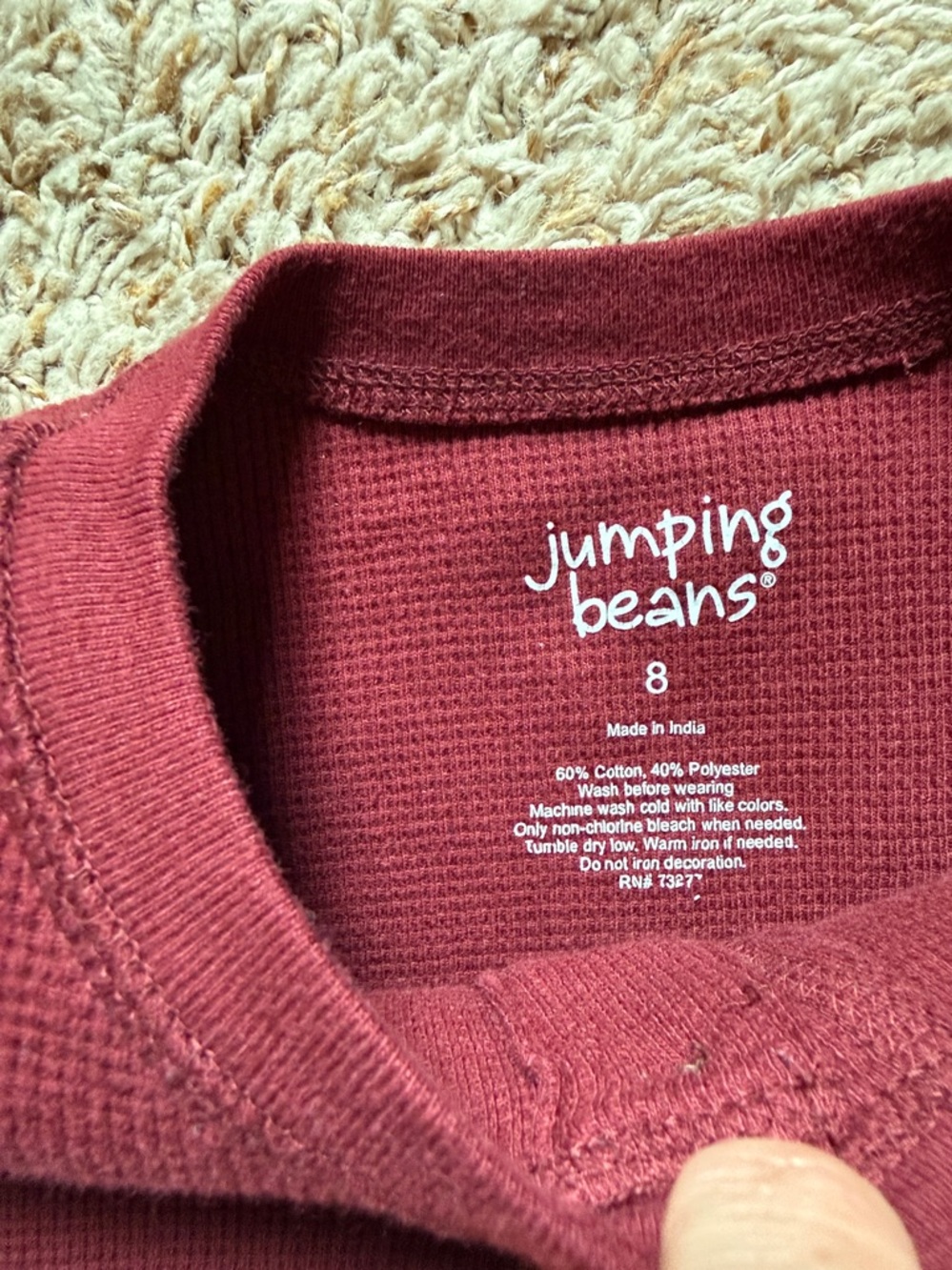 Size 8 boys Jumping Beans bundle of two colorblock waffle knit Henley shirts. - Picture 9 of 9